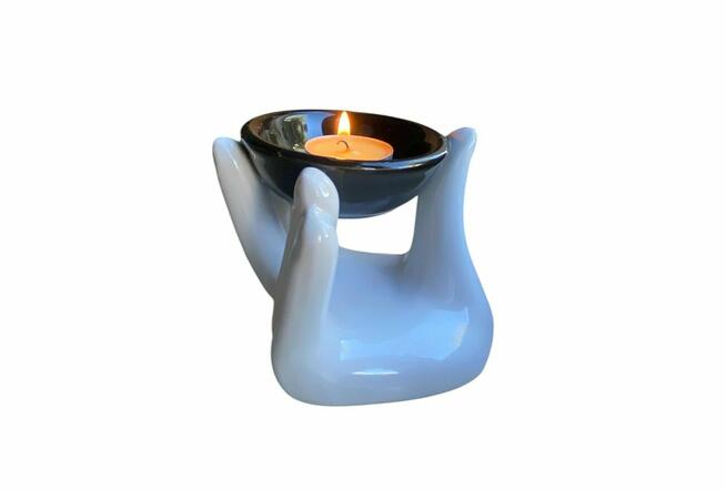 Kominek aromatyczny - stylizowane dłonie - ceramika