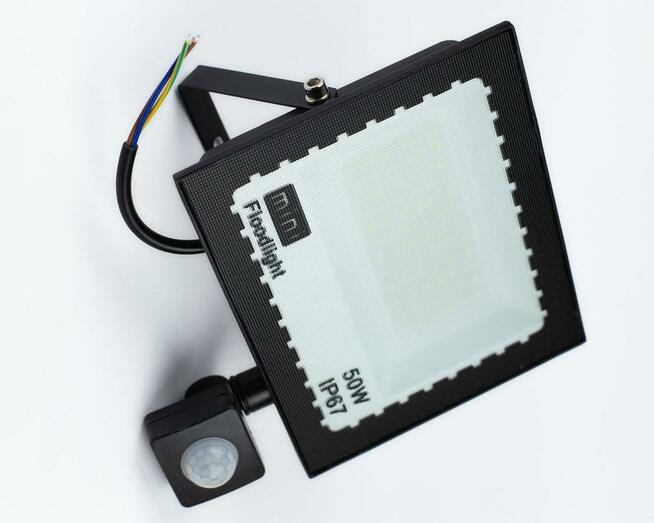 Naświetlacz LED 50W IP67 + czujnik ruchu PIR | 6500K | kąt 1