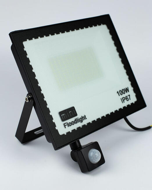 Naświetlacz LED 100W IP67 + czujnik ruchu PIR | 6500K | kąt