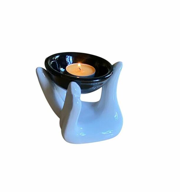 Kominek aromatyczny - stylizowane dłonie - ceramika