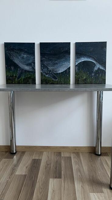 Obraz akrylowy -tryptyk Wieloryb