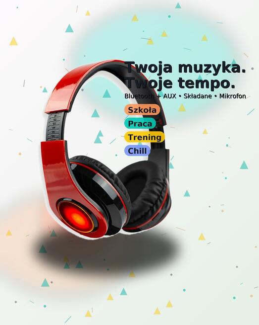Słuchawki B39 BT + mikrofon | składane | AUX 3,5 mm | LED |