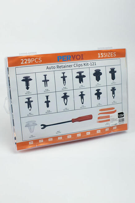 Zestaw klipsów samochodowych 229 szt. (15 rozmiarów) + narzę