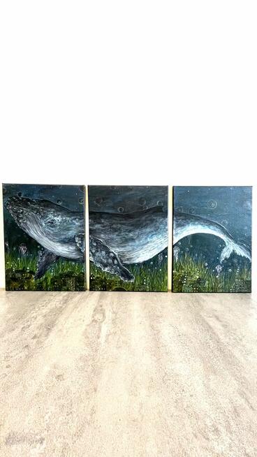 Obraz akrylowy -tryptyk Wieloryb