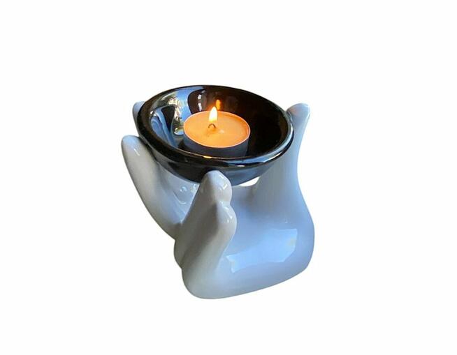 Kominek aromatyczny - stylizowane dłonie - ceramika