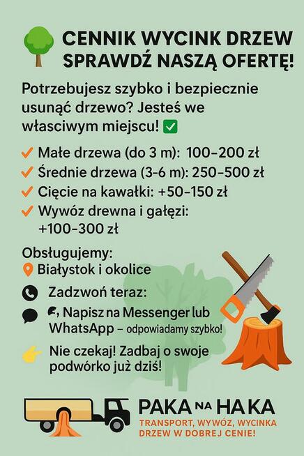 Usługa transportu i wycinki drzew – Białystok-okolice
