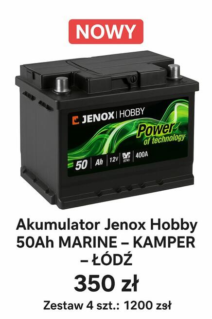 Komplet 4x Akumulator Jenox Hobby 50Ah – Raz użyte – Kamper/