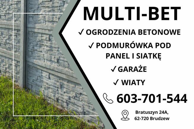 Ogrodzenia betonowe, garaże, wiaty, podmurówki