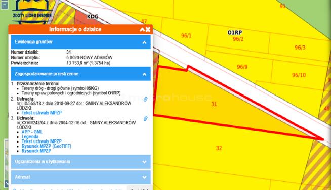 NOWY ADAMÓW - działka rolna o pow. 13 753 m2