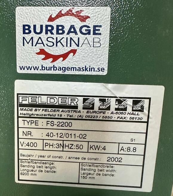 FELDER - szlifierka dlugotasmowa