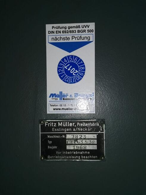 Sprzedam prasę kolumnową: MÜLLER WEINGARTEN CEZ 63.5.20