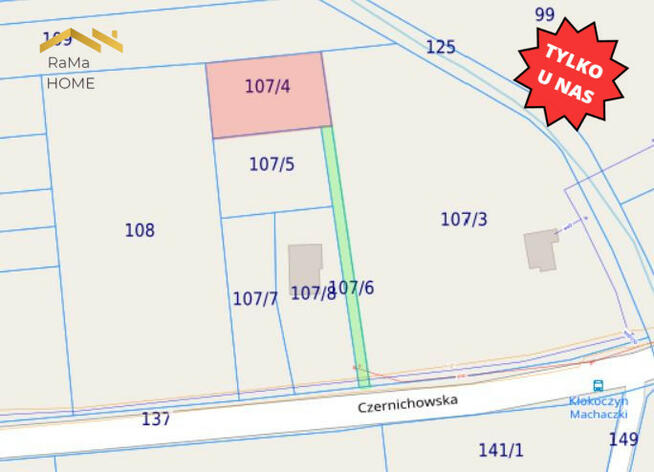 Działka budowlana Kłokoczyn gm. Czernichów,