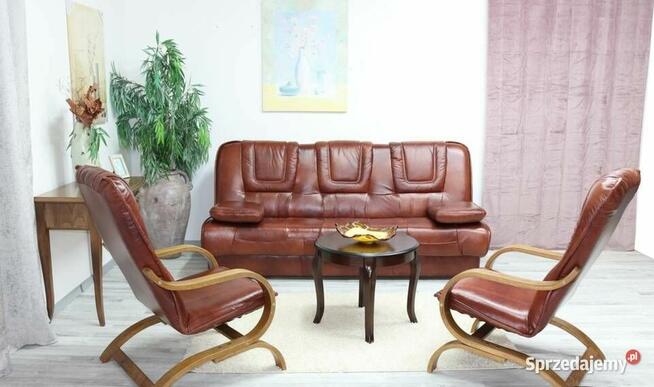 PROMOCJA - komplet FINKA wersalka + 2 fotele, skóra naturalna