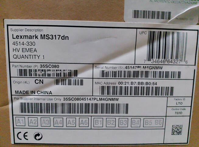 Sprzedam nową drukarkę Lexmaek MS317dn