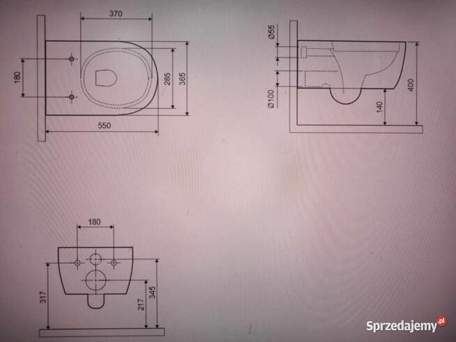 Doto D 54 miska WC 54 cm wisząca bezrantowa z deską.