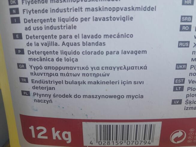 Sprzedam płyn do maszynowego mycia naczyń 12kg.