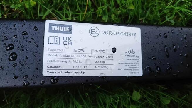 Bagażnik na Hak Thule VeloSpace XT 939 black jak nowy