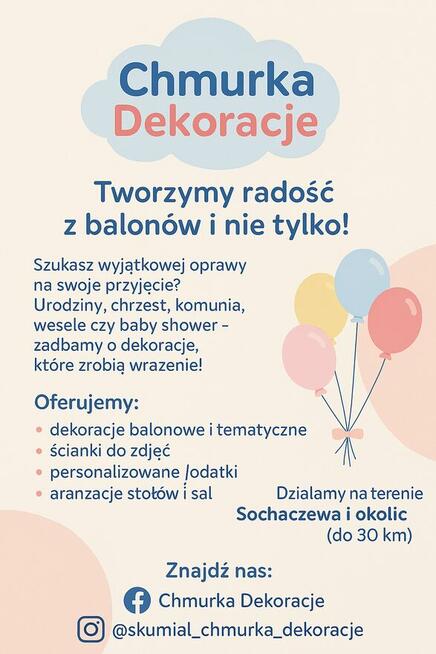 Dekoracje balonowe i atrakcje na każdą okazję – Sochaczew