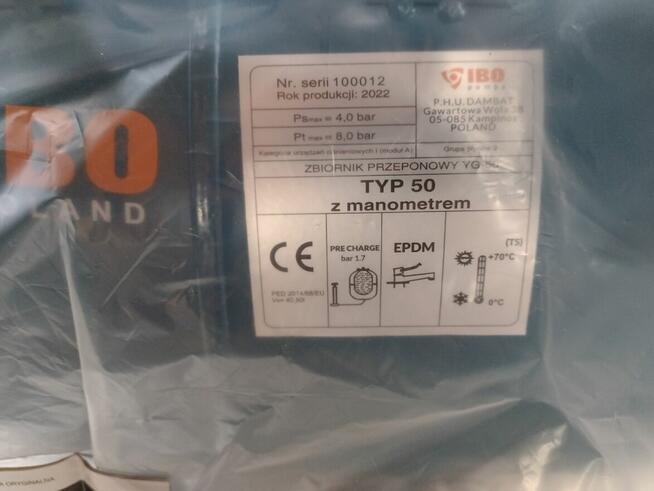 Sprzedam , Zbiornik przeponowy YG-50 z manometrem IBO Elektr