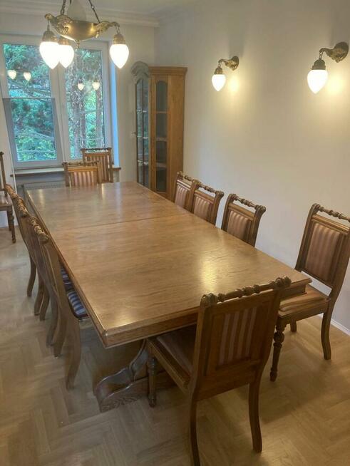 SWARZEDZKI ponadczasowy debowy stol z krzeszlami na 12-16 os