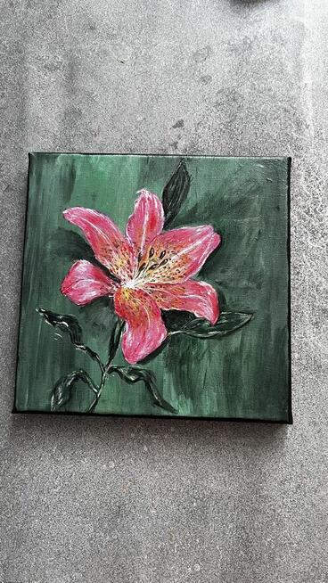 Różowa Lilia – obraz akrylowy 20x20cm