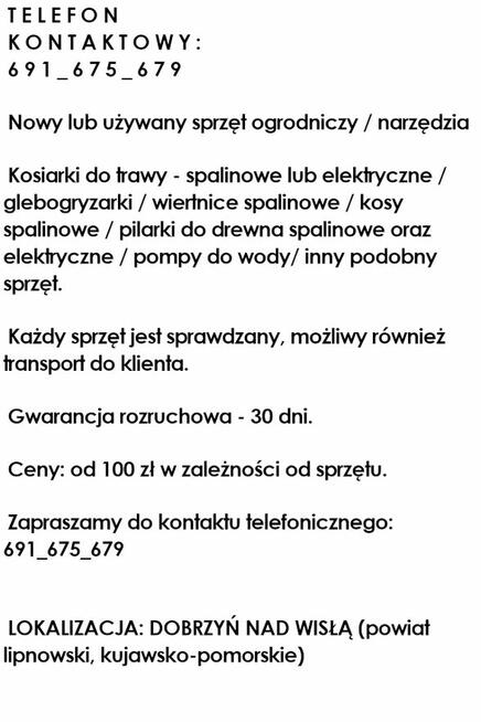 Sprzęt ogrodniczy - kosiarki/kosy spalinowe/glebogryzarki