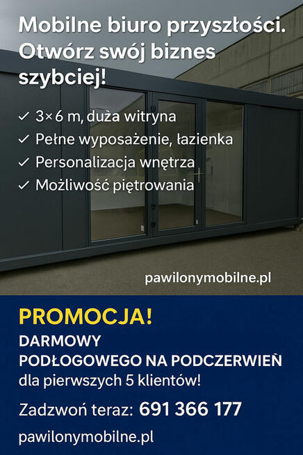Pawilon Kontener Mobilny Biurowy Mieszkalny Socjalny 3x6m pr