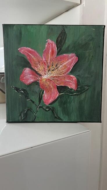 Różowa Lilia – obraz akrylowy 20x20cm