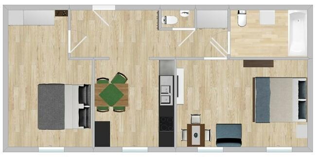 Przestronne 2 pokoje + parking, 59 m2- Słabego 11
