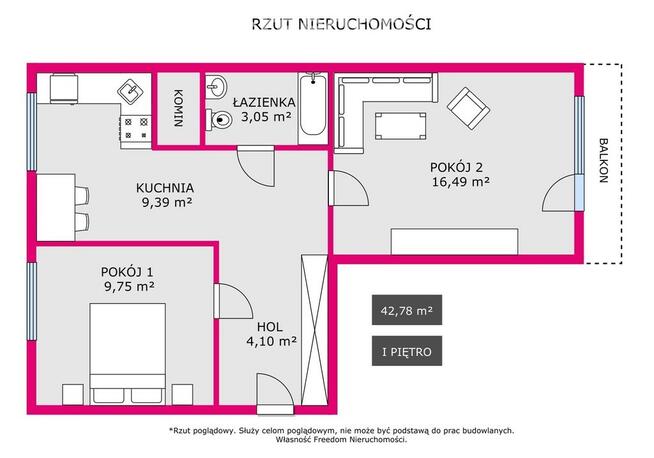 Dwa pokoje | Balkon | Bytków