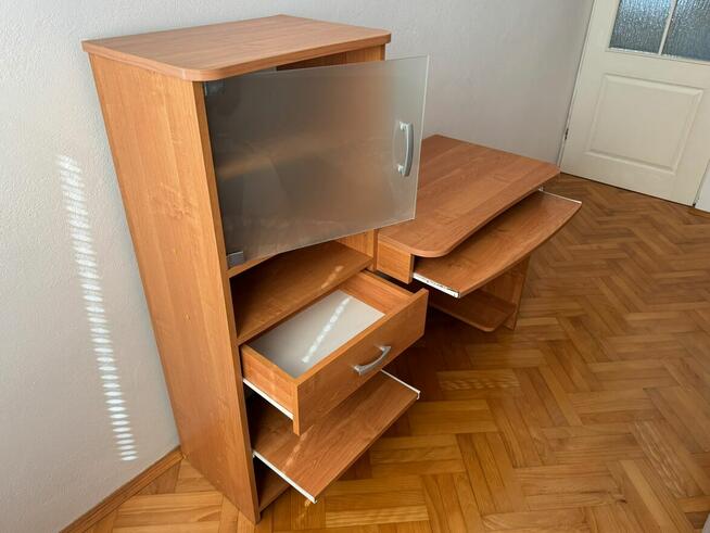 Biurko komputerowe z dostawką, szufladą i szafką + półka zaw