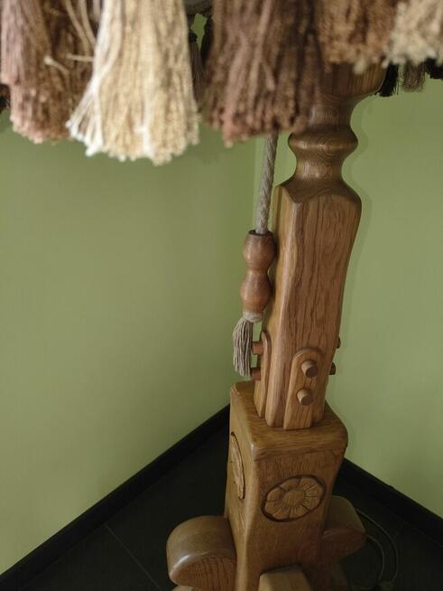 Piękna, podłogowa, dębowa lampa, 170 cm