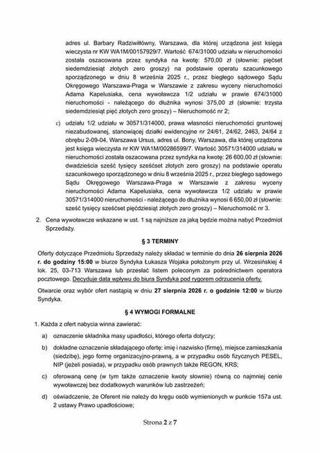 Syndyk sprzeda udziały w drogach w Warszawie, Ursus
