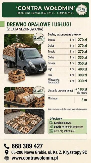 Olcha drewno kominkowe opałowe dąb brzoza topola osika buk m