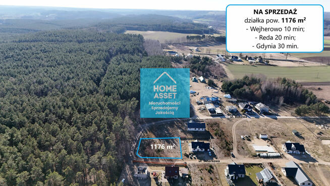 Działka budowlana 1176 m² • Warszkowo • Przy lesie