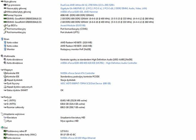 Gigabyte GA-M61PME/AMD Athlon 64 X2/Radeon HD 6670/4GB/750GB
