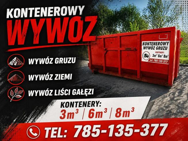 Wywóz gruzu kontenery 3m3 6m3 8m3