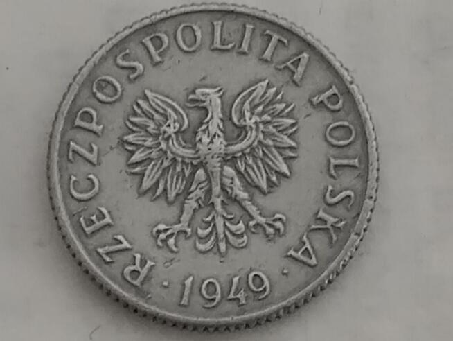 Moneta PRL 1 grosz 1949 - destruk