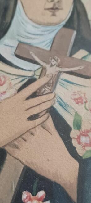 ŚWIĘTA Teresa Ręcznie podkolorowywana grafika sakralna vinta