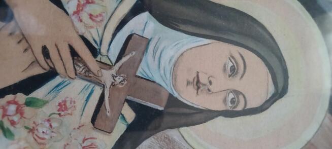 ŚWIĘTA Teresa Ręcznie podkolorowywana grafika sakralna vinta