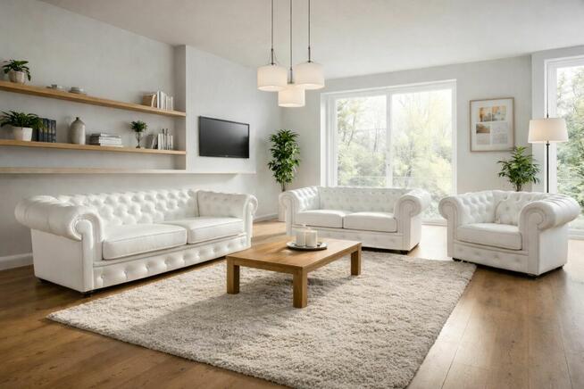 Ponadczasowy komplet CHESTERFIELD SZEROKI- skóra naturalna