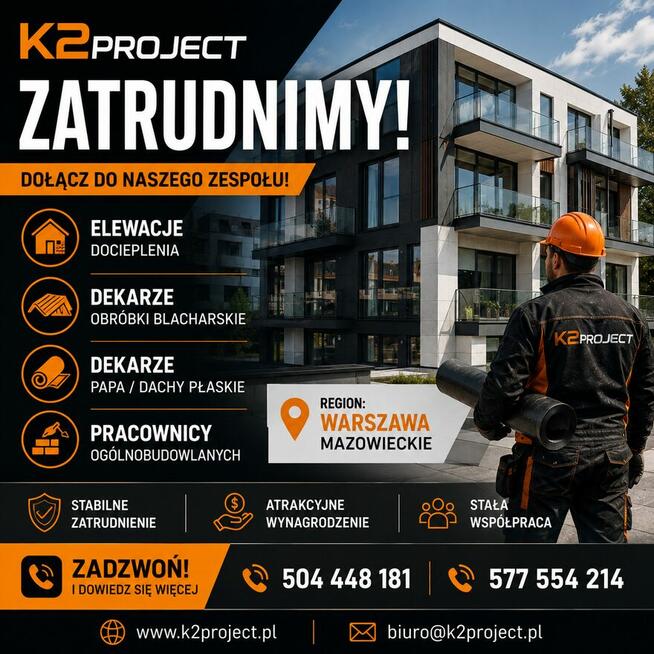 ZATRUDNIMY PRACOWNIKÓW do Elewacji i Dekarzy