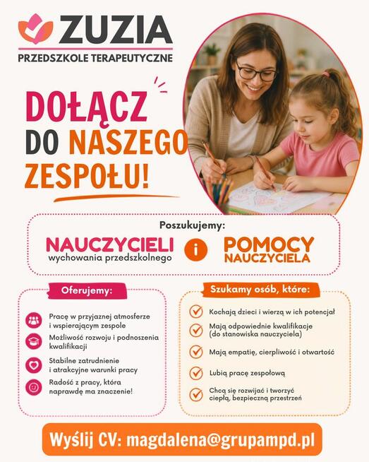 Poszukujemy nauczycieli oraz pomocy nauczyciela!