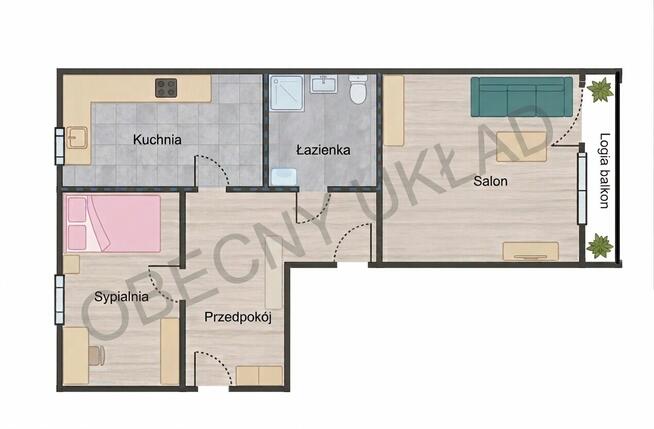 Leżajsk, ul. Kopernika |2 pokoje | 44 m² | Balkon typu loggi