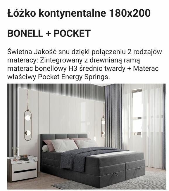 Łóżko kontynentalne z materacem BONELL +POCKET