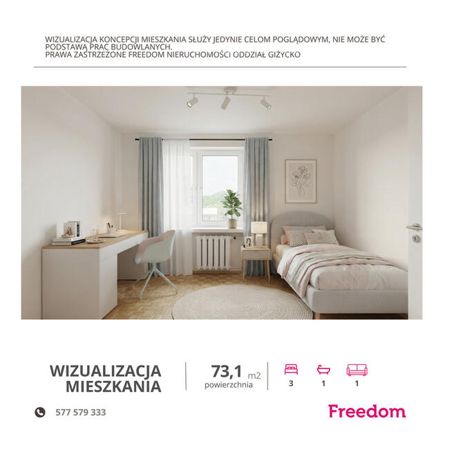 Mieszkanie 73,1 m² z widokiem na jezioro Niegocin