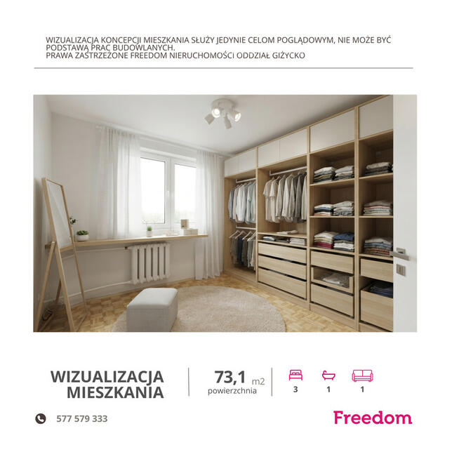 Mieszkanie 73,1 m² z widokiem na jezioro Niegocin