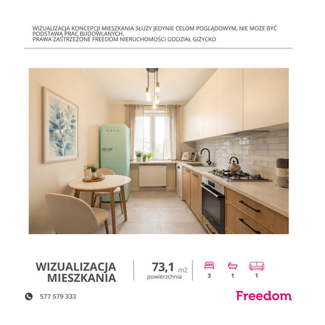 Mieszkanie 73,1 m² z widokiem na jezioro Niegocin