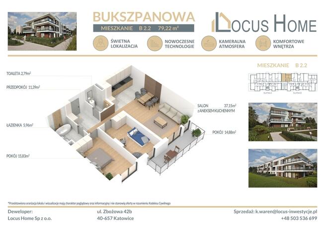 Mieszkanie 3-pokojowe Katowice ulica Bukszpanowa