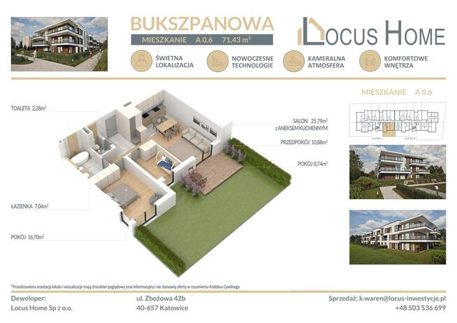 Mieszkanie 3-pokojowe Katowice ulica Bukszpanowa